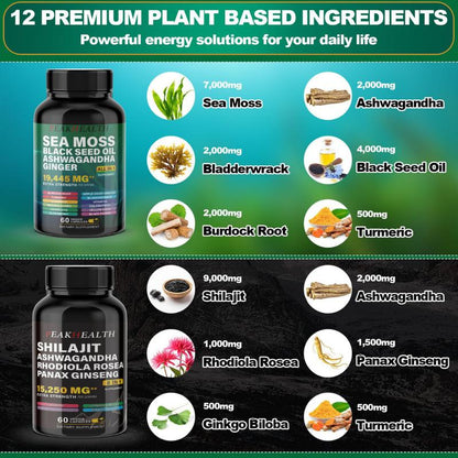 Sea Moss & Shilajit Dynamic Vitality Bundle - 60 Count